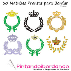 50 Matrizes de Bordados Coroas , Brasões e Ramos