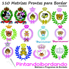 Matrizes de Bordado - 110 Ramos com Coroa, Ursos e molduras!