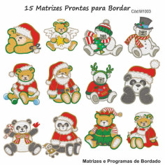  Matrizes De Bordado Natal Ursinhos