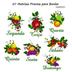  Matrizes para Bordar Semaninha Frutas