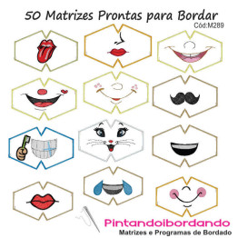  50 Matrizes p/ Bordar Máscaras - Temas Diversos