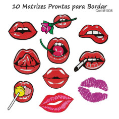 10  Matrizes de Bordado Bocas para Máscaras