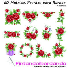 Matrizes de Bordados Rosas Vermelhas 