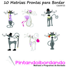 Matrizes de Bordados Gatinhos Estilosos