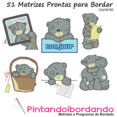 Matrizes de Bordados Ursos Cinzas
