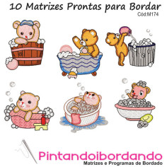 Matrizes de Bordados ursinho no banho
