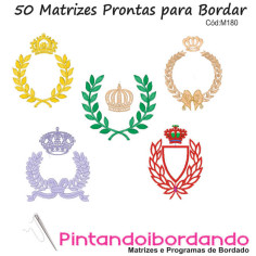 50 Matrizes de Bordados Coroas, Ramos e Molduras 