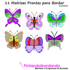 Matrizes de bordado Borboletas coloridas
