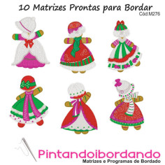 Matriz para bordar Sunbonnet Biscoito de Natal