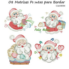  Matrizes de Bordar Papai Noel Rippled