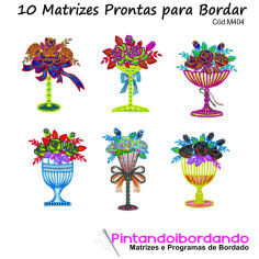 Matrizes para Bordar Vasos de Flores