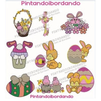 90 Matrizes para bordar Páscoa e coelhos