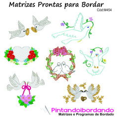 Matrizes para Bordar Pombas Lindas - 30 Matrizes