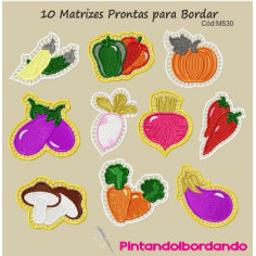 10 Matrizes Bordado Apliques Legumes Richelieu