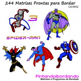 Matrizes para Bordar Super Heróis e Logo - 244 MATRIZES