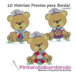 Matrizes para bordar Ursos Lindos Marinheiros - 10 Matrizes