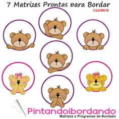 Matriz de Bordado Ursos em Circulos
