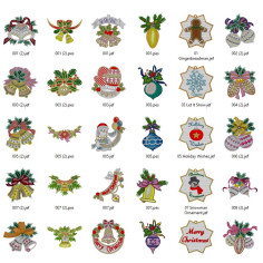  Matrizes De Bordado Natais Ornamentais - 72 Matrizes