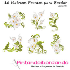 Matrizes para Bordar Flores Copo de Leite - 16 Matrizes