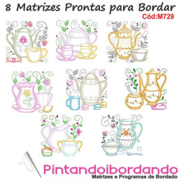 8 Matrizes De Bordado Bulé, Café E Chá