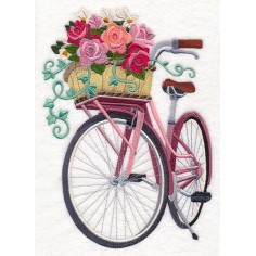 Matriz para Bordar Bicicleta e Cesto com Flores