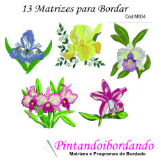  Matrizes De Bordado Orquídeas Lindas - 13 Matrizes