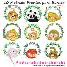 Matrizes para Bordar Safari em Molduras - 10 Matrizes