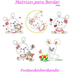  Matrizes De Bordado Coelhos Apliques Lindos! 5 Matrizes