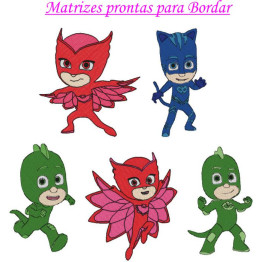 Matrizes de Bordado Pj Mask Herois De Pijamas 