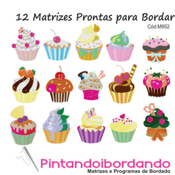  12 Matrizes de Bordar Cupcake Lindos